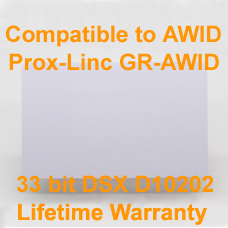 Printable Proximity Card 33bit DSX D10202 AWID format compatible with GR-AWID Card